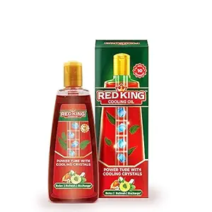 Red King Cooling oil|Non sticky| Mild Fragrance| Relieves Body Aches, Sleeplessness, Headache and Fatigue, 180ml
