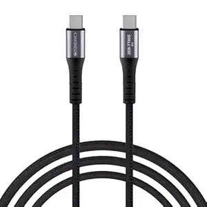 ZEBRONICS TT65S Type C - Type C Braided Cable, 65 Watts PD, Rapid Charging, Charge & Sync, 1 Meter, Compatible with iPhone 15 | Samsung | OnePlus | Xiaomi | Realme | Oppo (Black)