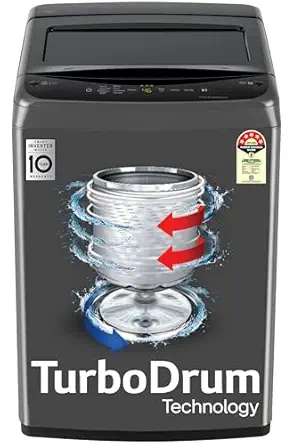LG 7 Kg 5 Star Smart Inverter Technology Fully Automatic Top Load Washing Machine (2025 Model, T70VBMB1Z, Auto Prewash, Turbodrum, Stainless Steel drum, LED Display, Smart Diagnosis Middle Black)
