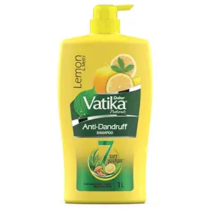 Dabur Vatika Lemon Anti-Dandruff Shampoo - 1L | Reduces Dandruff from 1st wash | Moisturises Scalp | Provides Gentle Cleansing, Conditioning & Nourishment to Hair