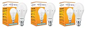 wipro Garnet 9w LED Emergency Bulb | Cool Day White (6500K) | B22 LED Bulb Base | Inverter Bulb for home, with 4 Hours battery back up| Li-ion Battery | Over charging Protection | Pack of 3