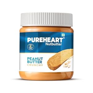 PUREHEART Nutbutter Natural Peanut Butter Crunchy (350gm) | High Protein, Fiber and Healthy Fats | No Added Sugar, Gluten-Free | Premium Roasted Peanuts | Perfect for Fitness and Healthy Snacking