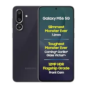 Samsung Galaxy M56 5G (Black, 8 GB RAM, 128 GB Storage) | Slimmest Phone in The Segment | Gorilla Glass Victus+ | 10 Bit HDR Video | Enhanced Nightography | 4nm Processor | Vapor Cooling Chamber