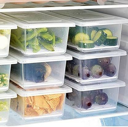 prayati Plastic Fridge Container  - 1500 ml  (Pack of 5, White)