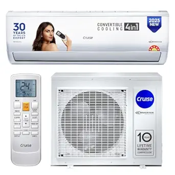 Cruise 1.5 Ton 5 Star Inverter Split AC with PM2.5 Air Purification (100% Copper, Convertible 4-in-1, Fast Cooling & Energy Saving, PM 2.5 Filter, Anti-Rust Tech, 2025 Model, CWCVBK-VQ3D185, White)