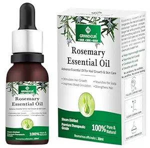 Grandeur Rosemary Essential Oil for Hair Growth, Hair Fall Control & Scalp Nourishment 100% Pure, Natural, FOR HAIR & SKIN, 30ml | Controls Hair Fall | Strengthens Hair |