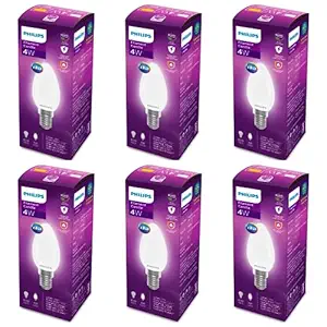 PHILIPS 4-watt Filament Candle LED Bulb | Diffused Candle Bulb For Home & Decoration | Bulb Base: E14, Cool White | Pack of 6