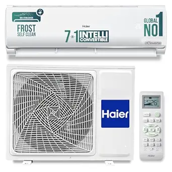 Haier 1.5 Ton 3 Star Twin Inverter Split AC (Copper, 7 in 1 Convertible, Frost Self Clean, HD Filter, Cools at 54°C, Long Air Throw - HSU17VP-TQS3BN-INV, White)