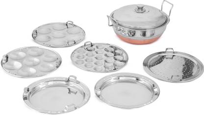 WAYMORE S.S. Idli Cooker Multi Kadai Steamer 6 Plate 2 Idli|2 Dhokla|1 Patra-Mini idli Standard Idli Maker  (6 Plates , 33 Idlis )
