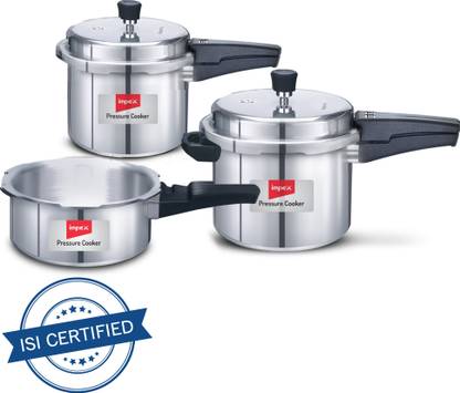 IMPEX Induction Base Pressure Cooker Combo 2 L, 3 L, 5 L Outer Lid Induction Bottom Pressure Cooker  (Aluminium)